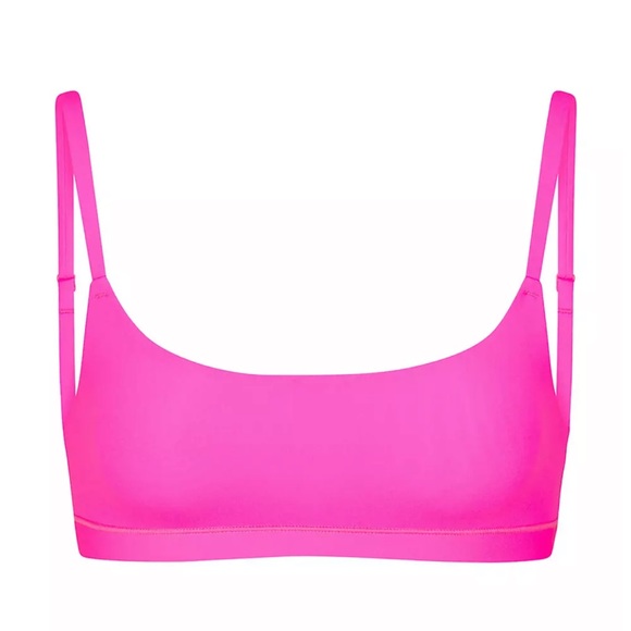 💖NEW SKIMS FITS EVERYBODY SCOOP NECK BRALETTE IN NEON PINK M L - Picture 5 of 5